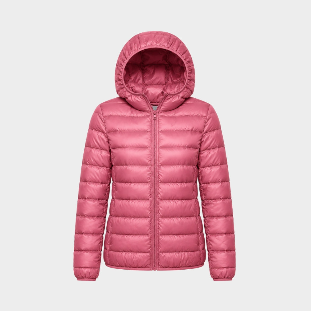 womens lightweight hooded down puffer jacket packable