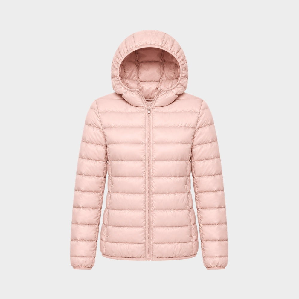 womens lightweight hooded down puffer jacket packable