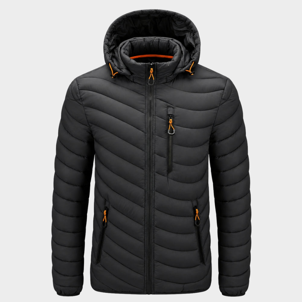 mens hooded insulated puffer jacket winter outdoor
