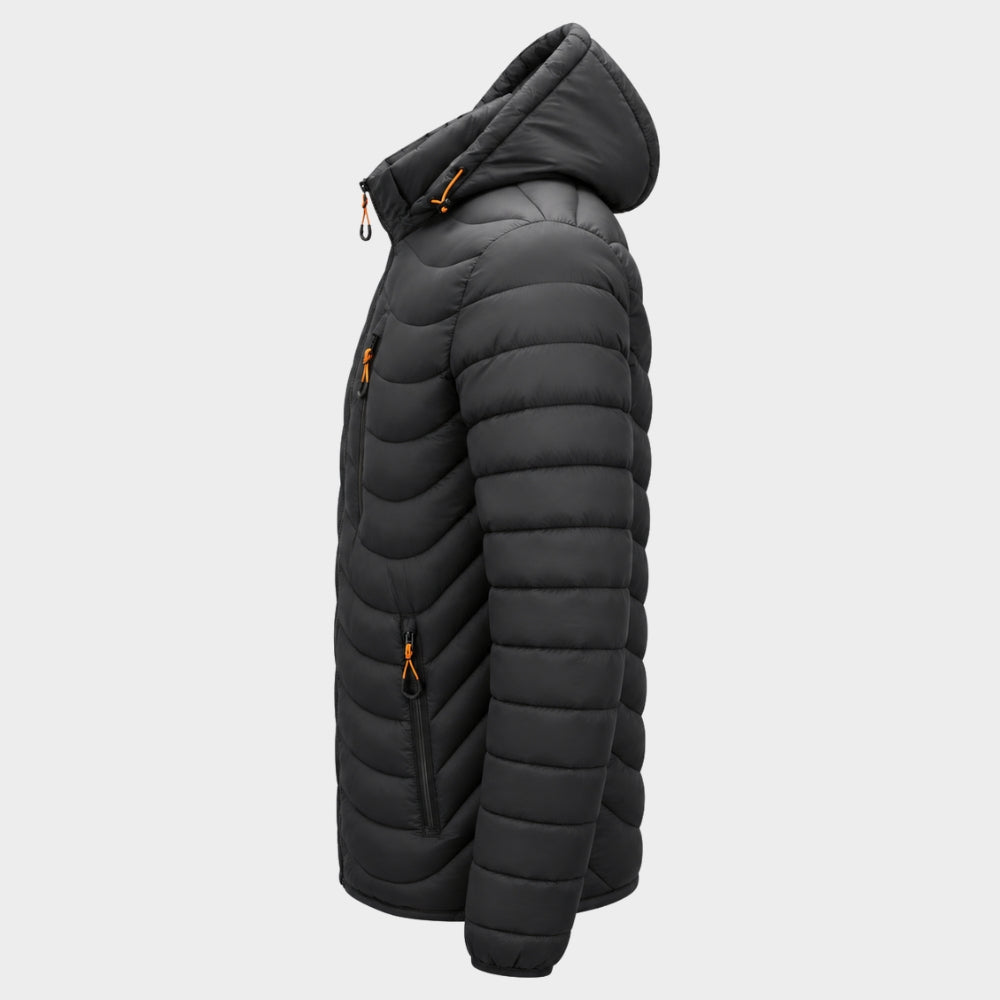 mens hooded insulated puffer jacket winter outdoor
