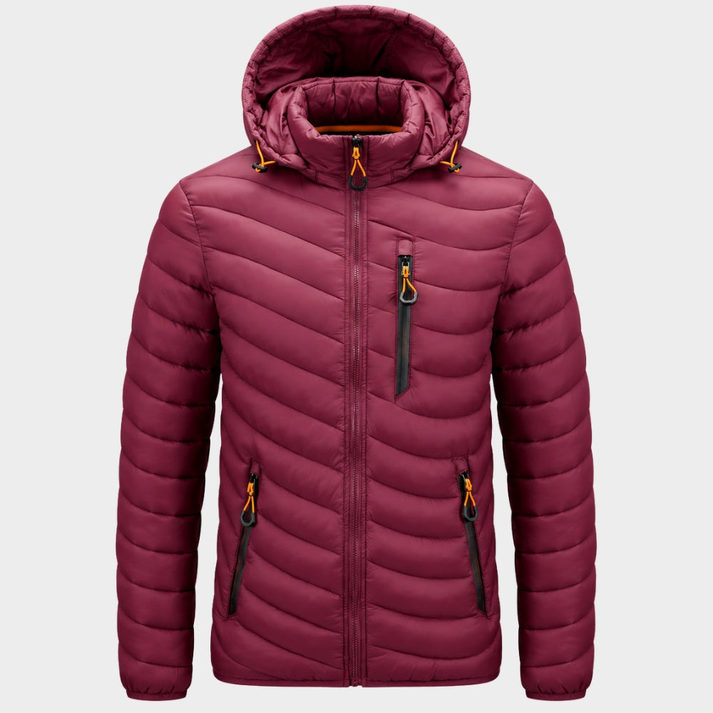mens hooded insulated puffer jacket winter outdoor