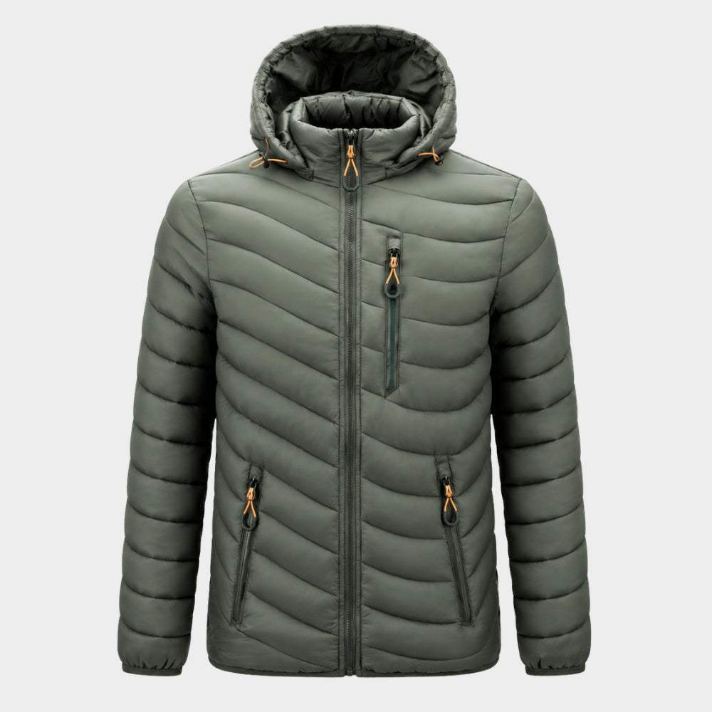 mens hooded insulated puffer jacket winter outdoor
