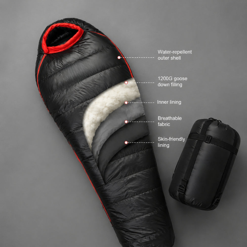 winter mummy sleeping bag extended size for tall campers