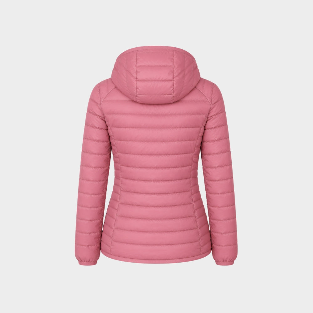 womens ultralight hooded puffer jacket slim fit