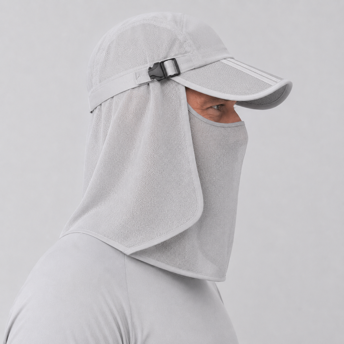 outdoor sun protection hat with neck flap and face cover