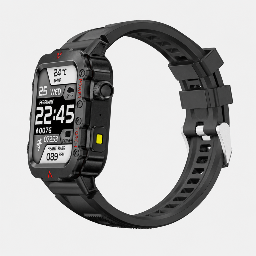 outdoor sports smartwatch with LED flashlight fitness tracker