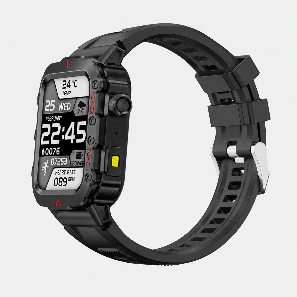 outdoor sports smartwatch with LED flashlight fitness tracker