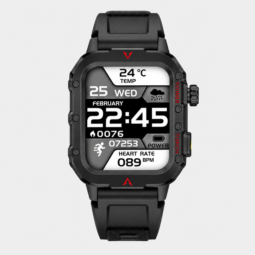 outdoor sports smartwatch with LED flashlight fitness tracker