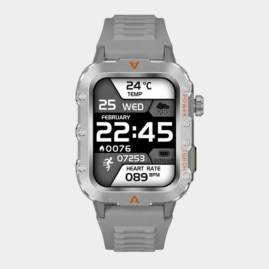 outdoor sports smartwatch with LED flashlight fitness tracker