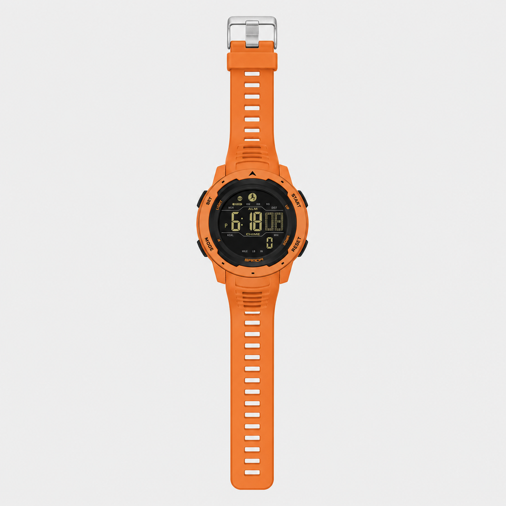waterproof digital sports watch with pedometer and LED display