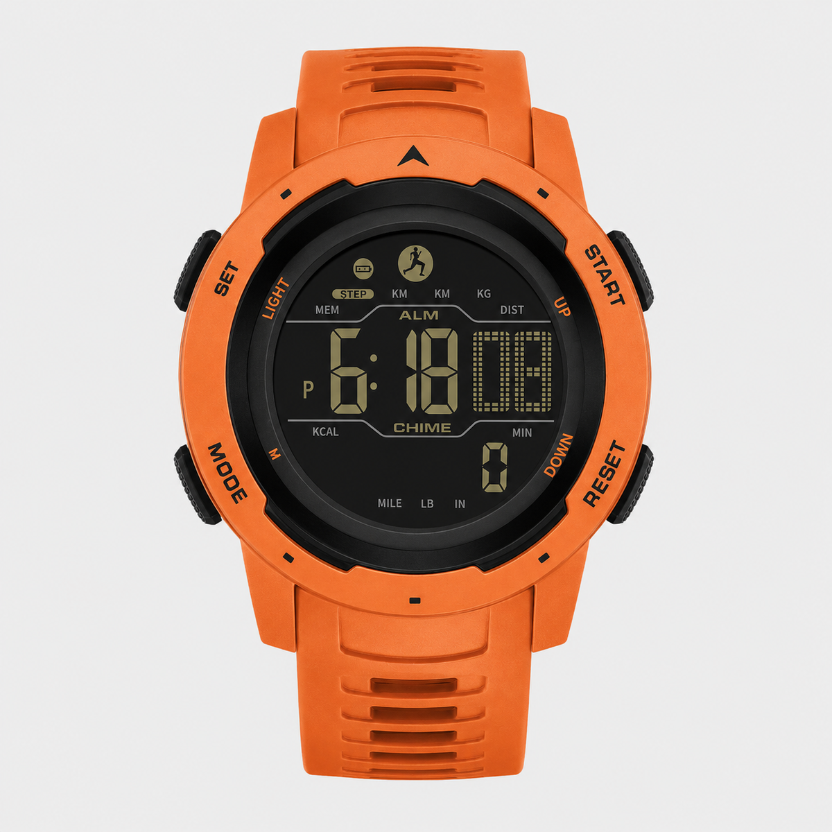 waterproof digital sports watch with pedometer and LED display