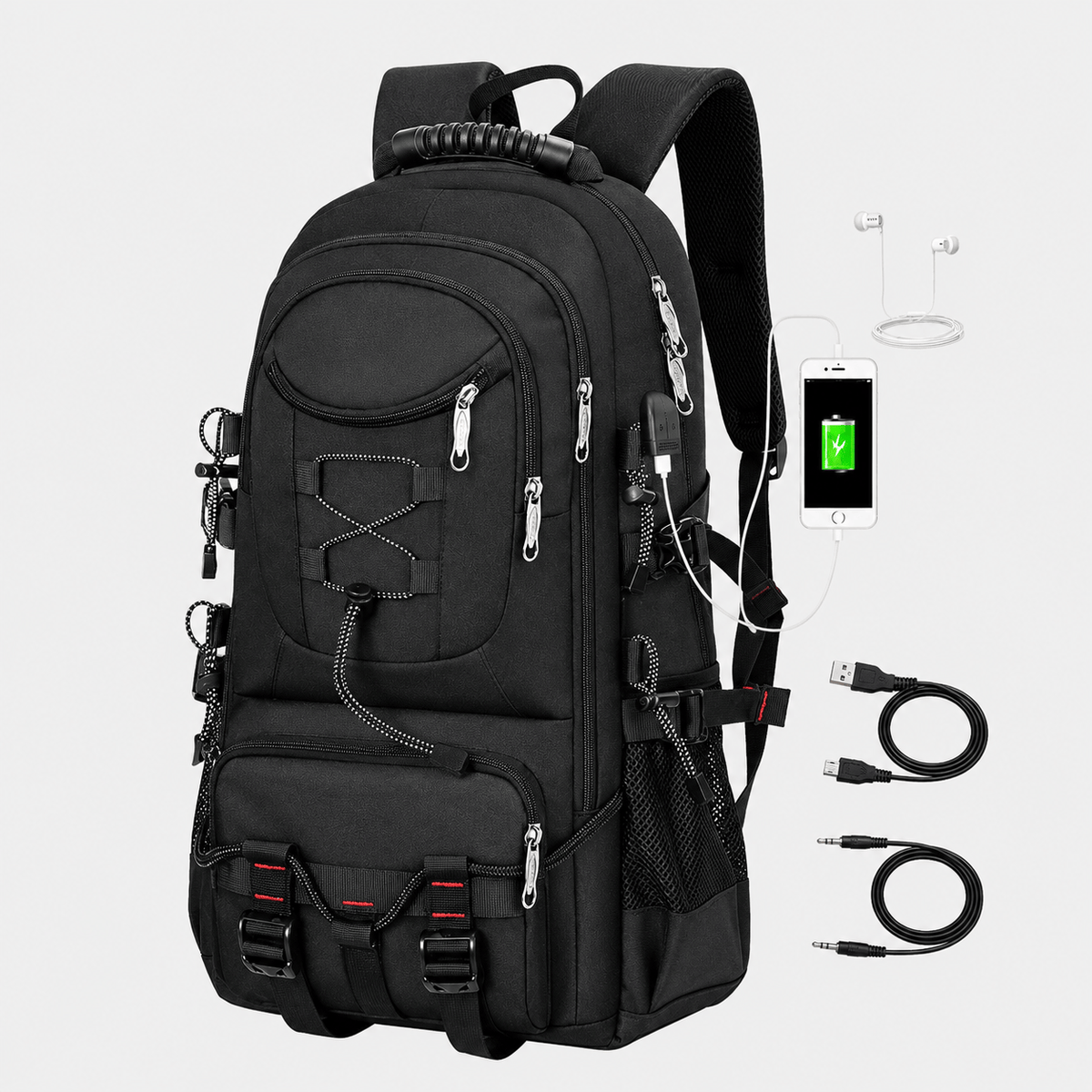Hiking Camping 40L hiking backpack with USB charging port travel