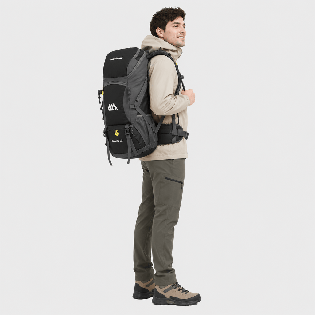 Hiking Camping 50L hiking backpack with shoe compartment trekking