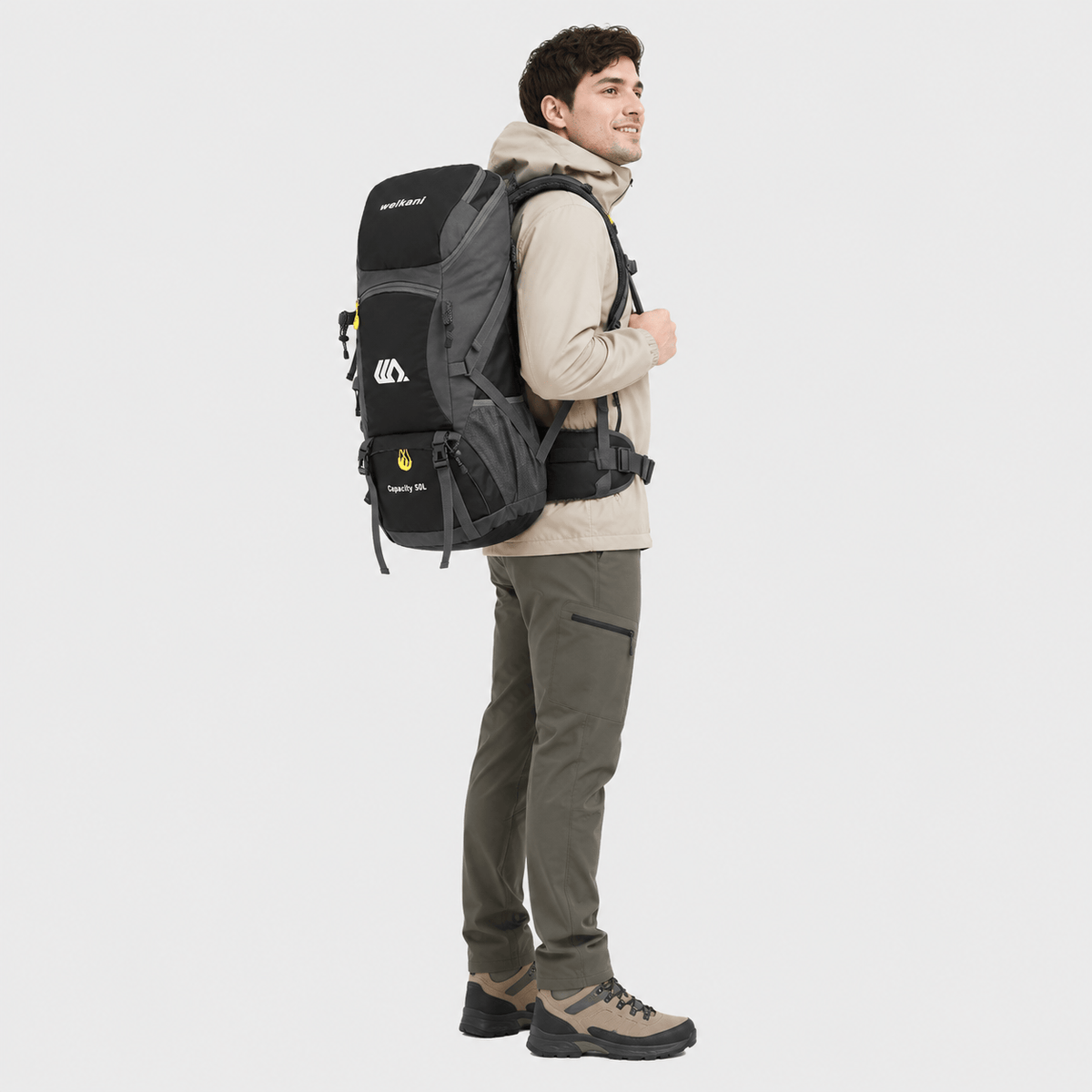 Hiking Camping 50L hiking backpack with shoe compartment trekking