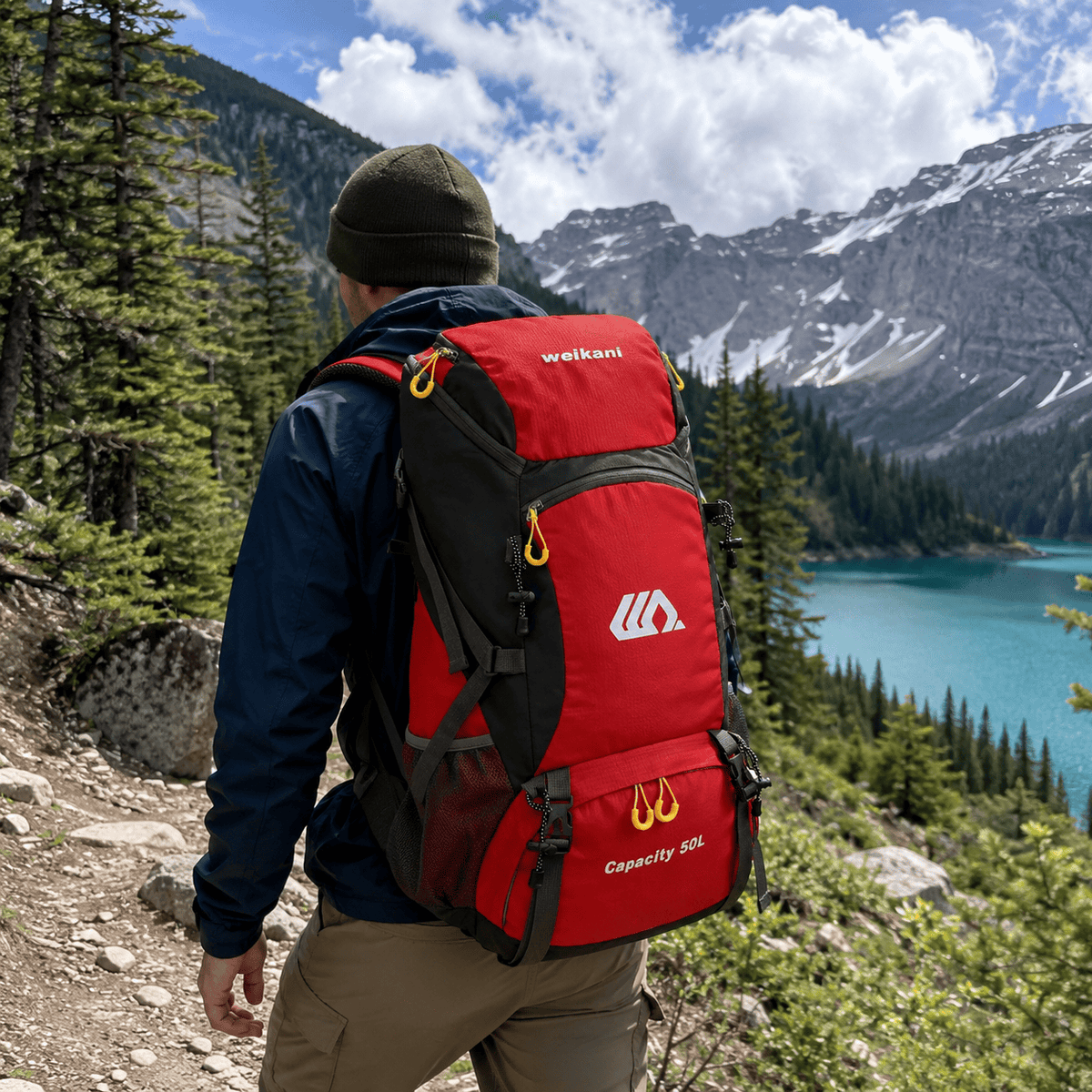 Hiking Camping 50L hiking backpack with shoe compartment trekking