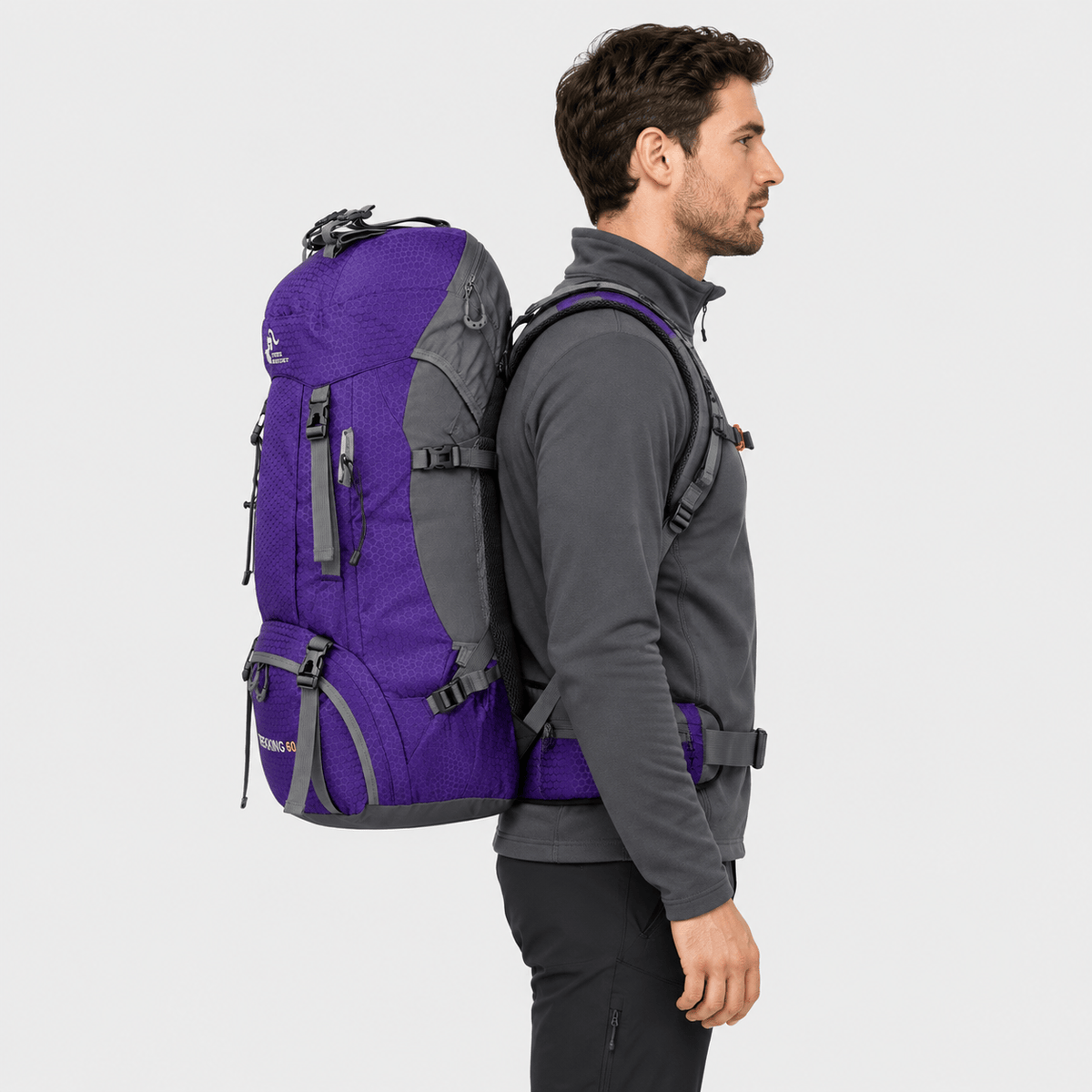 Hiking Camping 60L hiking backpack with rain cover trekking pack