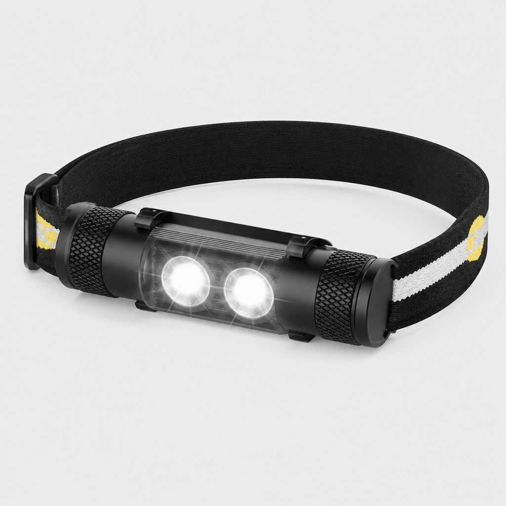 Hiking Camping dual LED rechargeable headlamp high lumen waterproof headlight