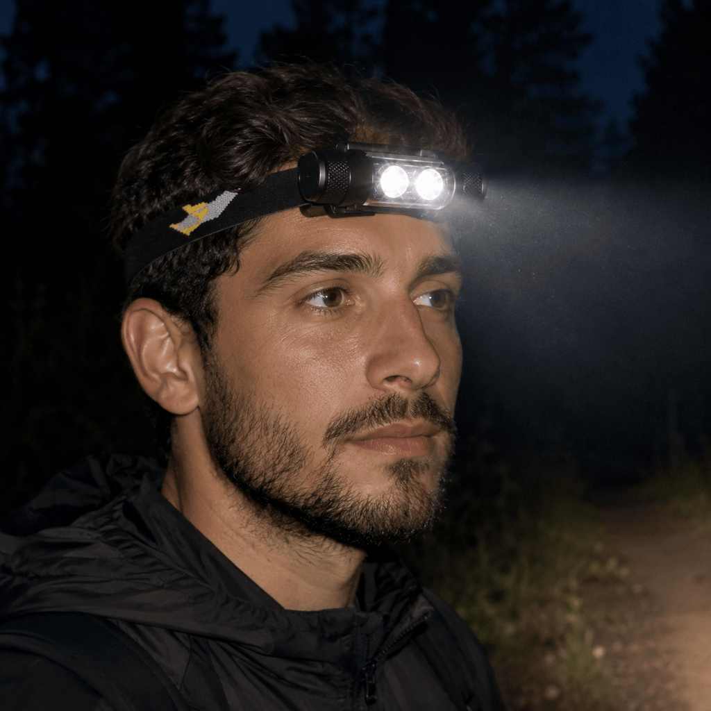 Hiking Camping dual LED rechargeable headlamp high lumen waterproof headlight