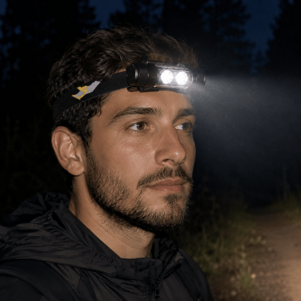 Hiking Camping dual LED rechargeable headlamp high lumen waterproof headlight