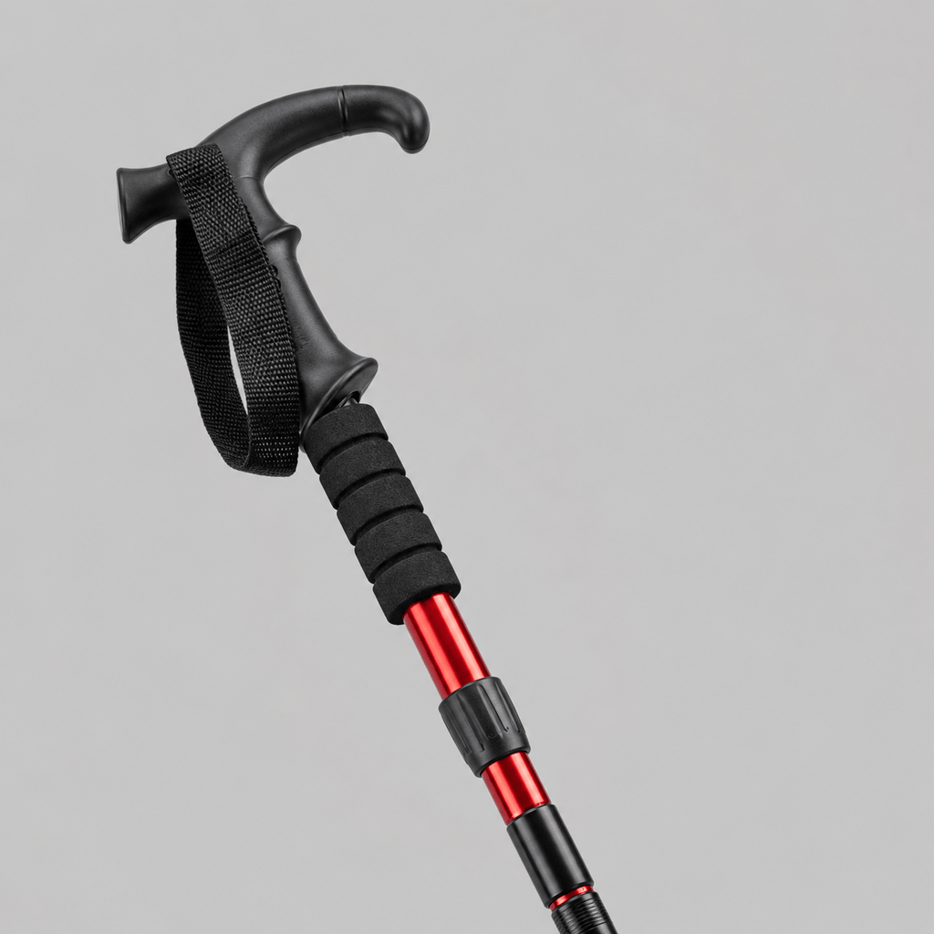 Hiking Camping foldable telescopic hiking pole with T handle adjustable
