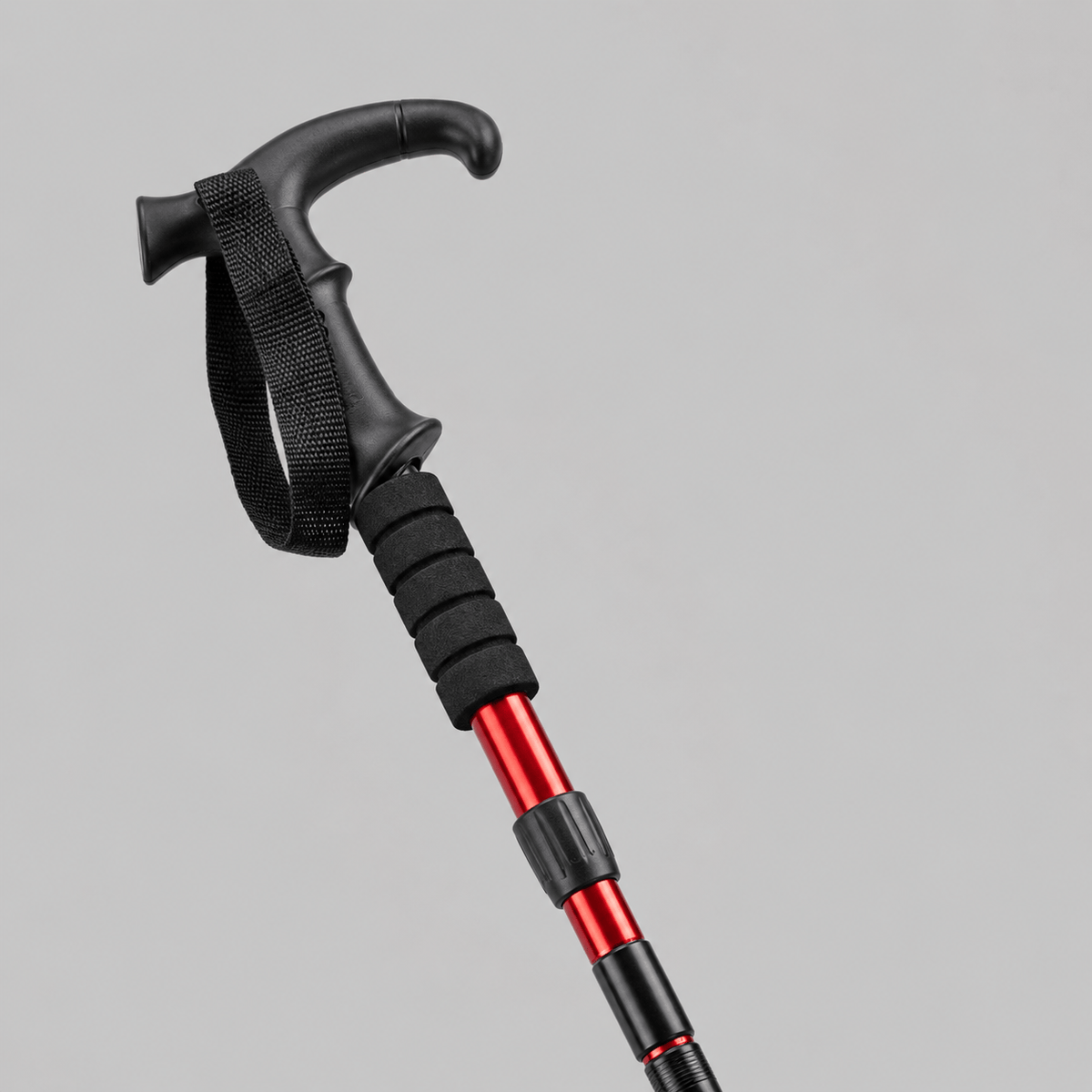 Hiking Camping foldable telescopic hiking pole with T handle adjustable