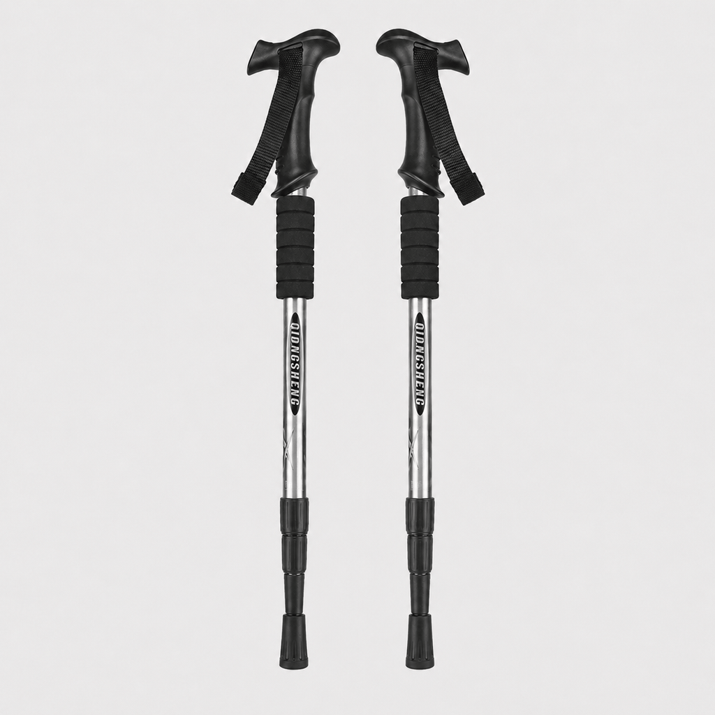 Hiking Camping foldable telescopic hiking pole with T handle adjustable