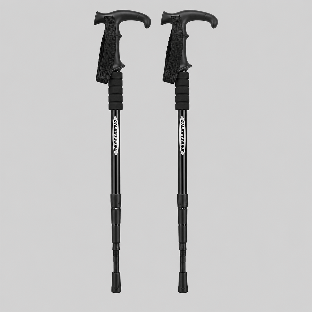 Hiking Camping foldable telescopic hiking pole with T handle adjustable