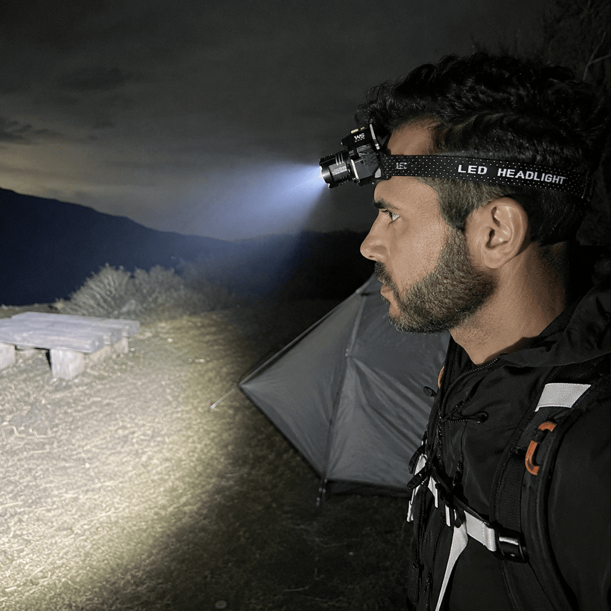 Hiking Camping high power rechargeable headlamp with motion sensor