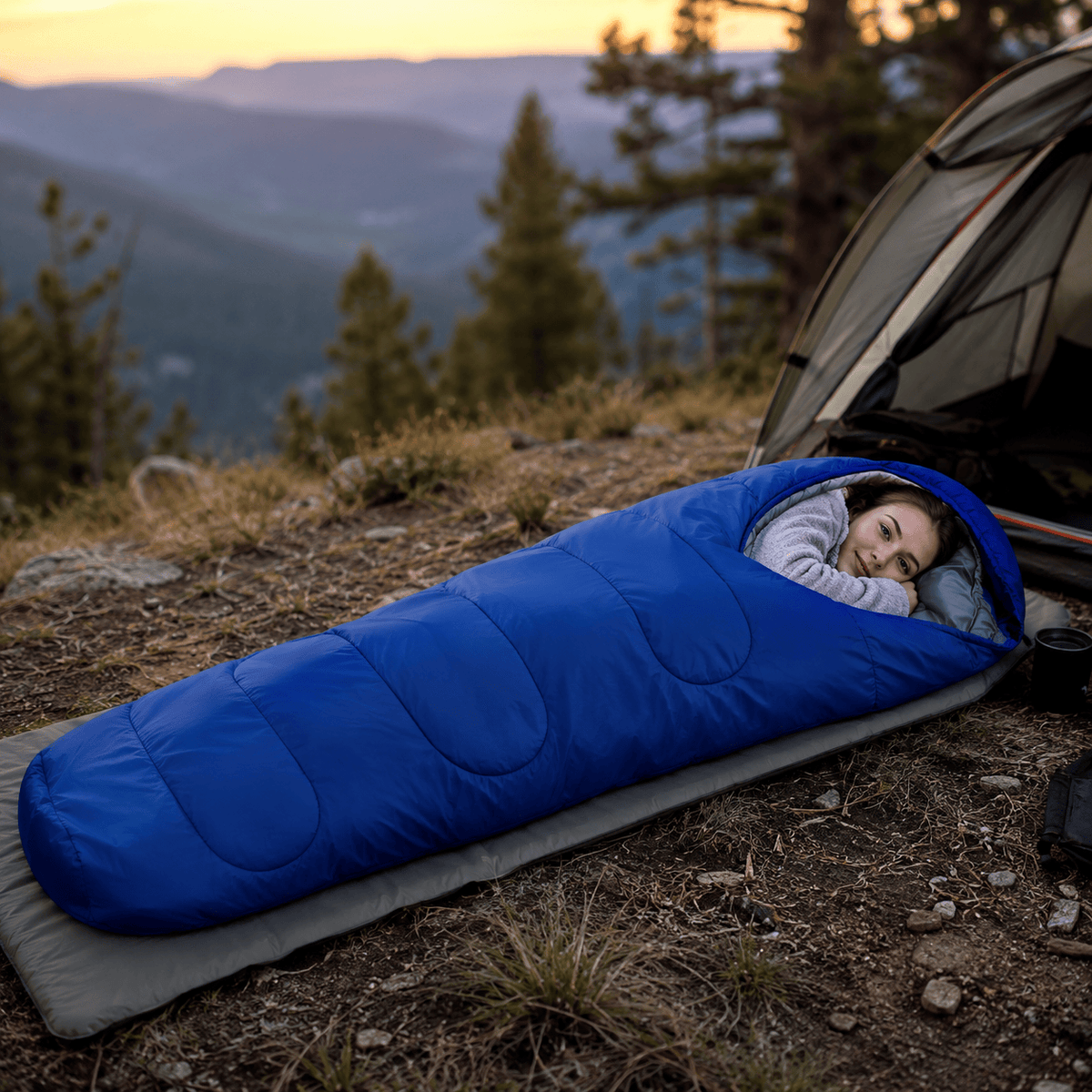 Hiking Camping lightweight 4 season sleeping bag envelope backpacking outdoor