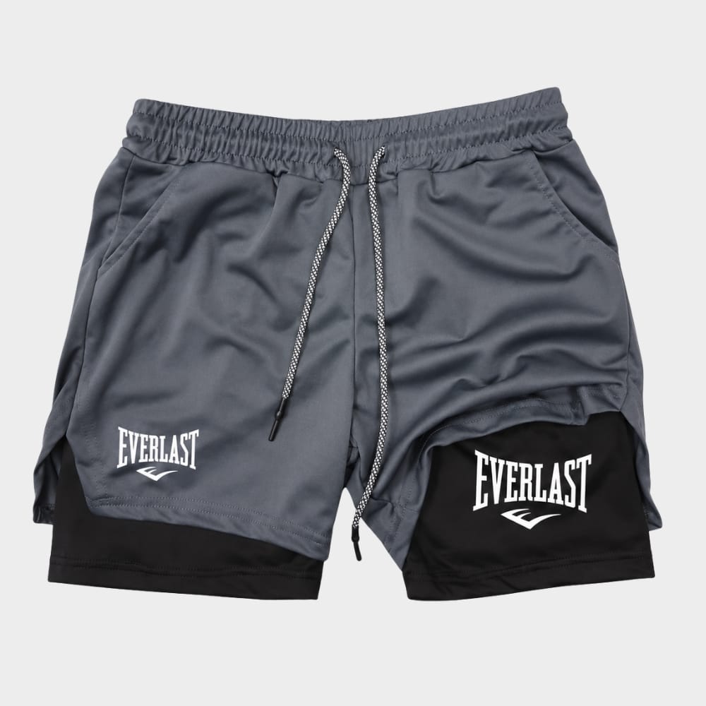 Hiking Camping mens 2 in 1 running shorts gym training double layer