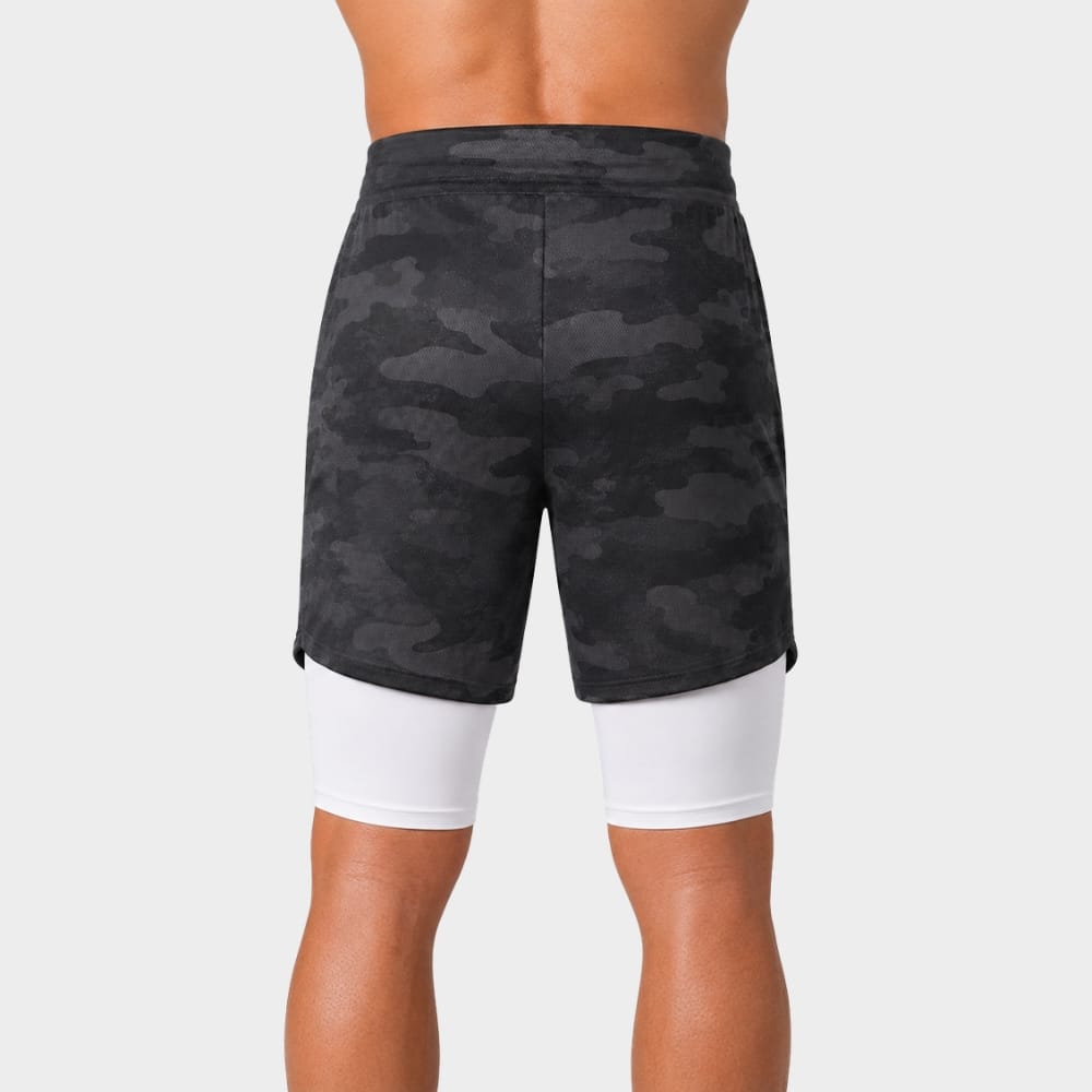 Hiking Camping mens 2 in 1 running shorts quick dry gym workout shorts