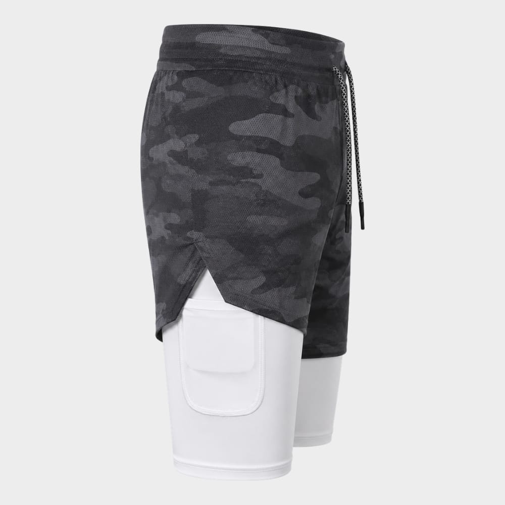 Hiking Camping mens 2 in 1 running shorts quick dry gym workout shorts