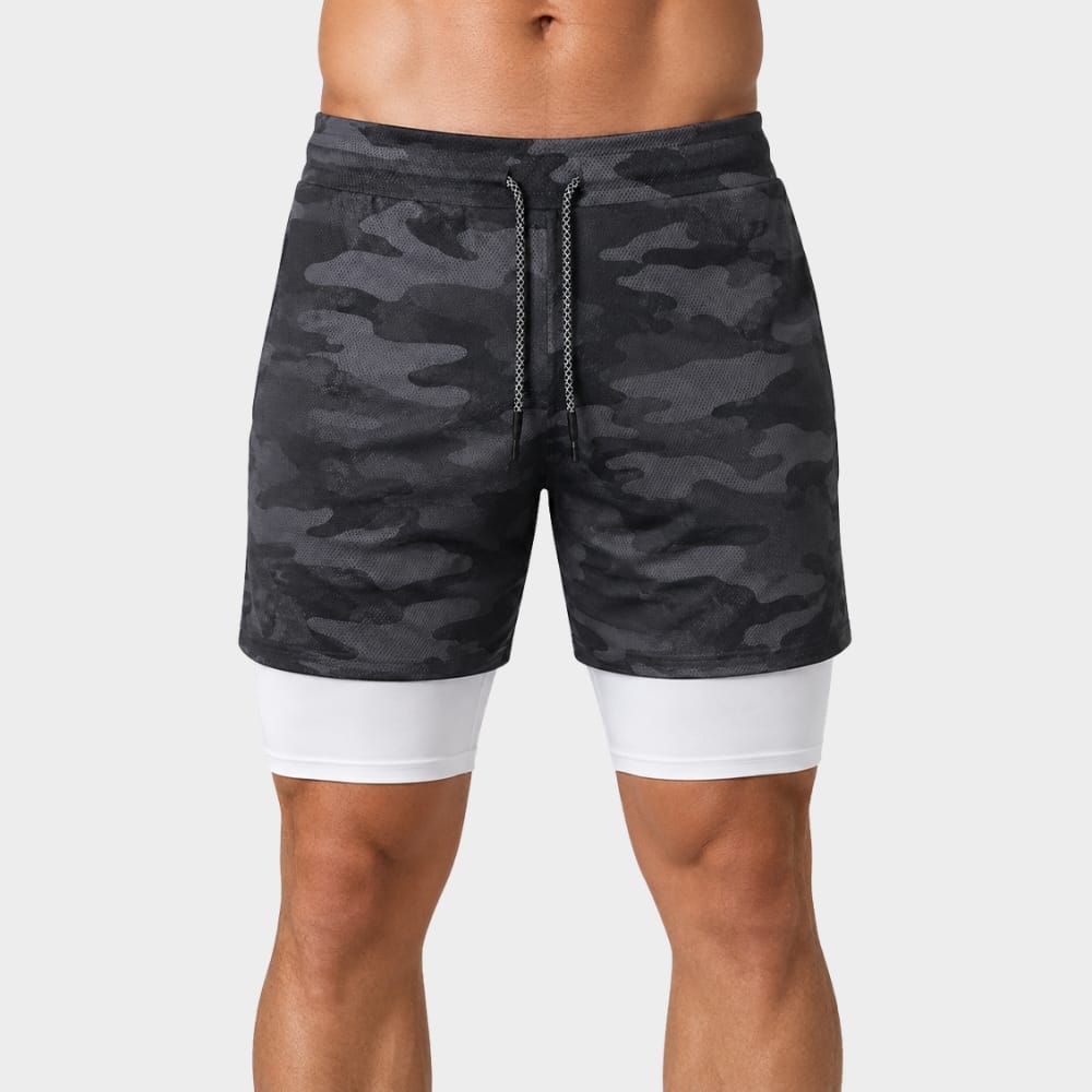 Hiking Camping mens 2 in 1 running shorts quick dry gym workout shorts