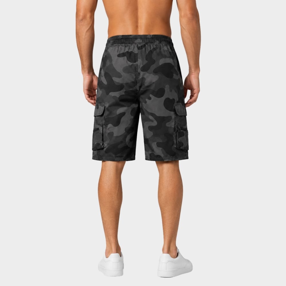 Hiking Camping mens camouflage cargo shorts elastic waist multi pocket