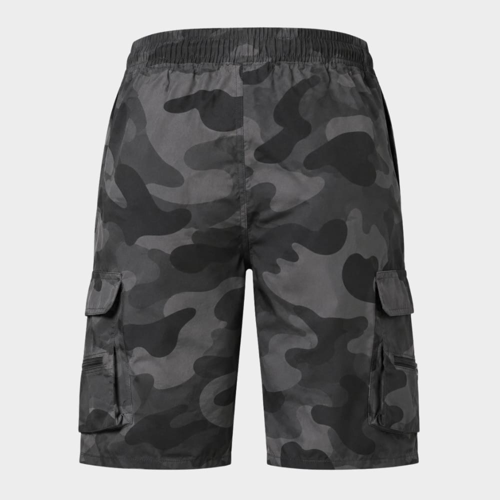 Hiking Camping mens camouflage cargo shorts elastic waist multi pocket