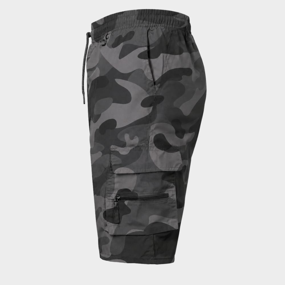 Hiking Camping mens camouflage cargo shorts elastic waist multi pocket