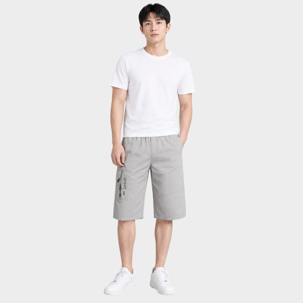 Hiking Camping mens cargo shorts knee length zipper pocket casual summer