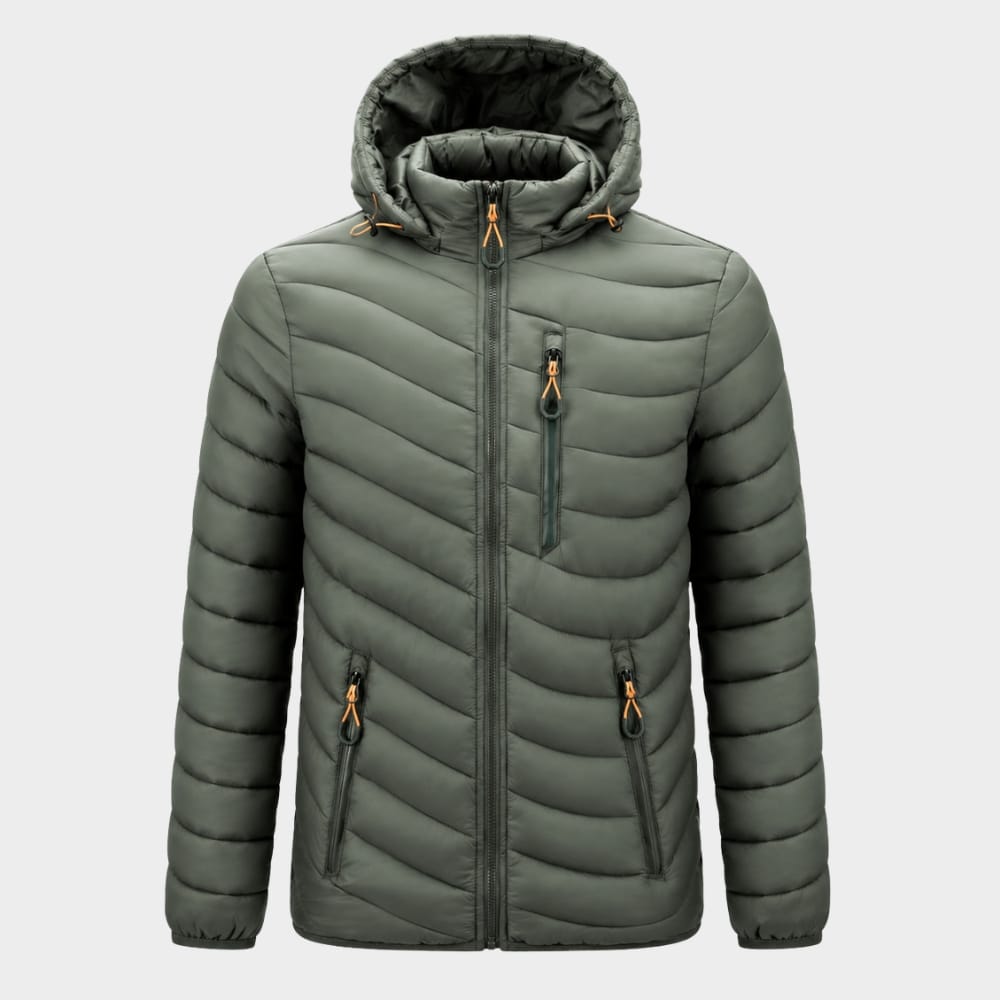 Hiking Camping mens hooded insulated puffer jacket winter outdoor