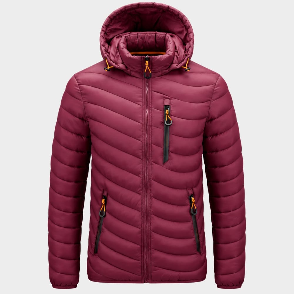 Hiking Camping mens hooded insulated puffer jacket winter outdoor