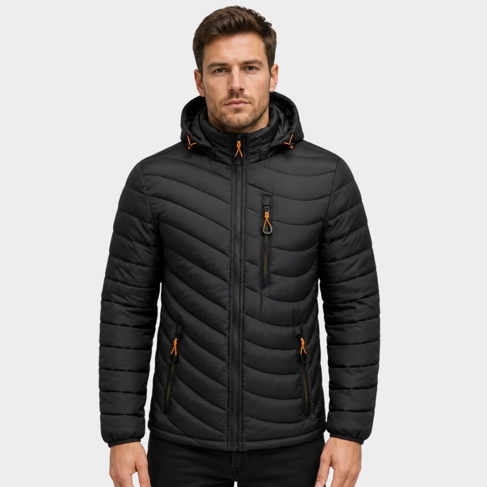 Hiking Camping mens hooded insulated puffer jacket winter outdoor
