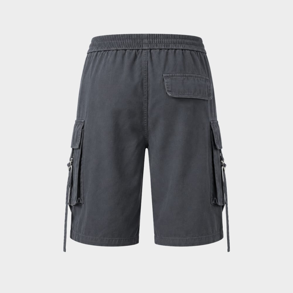 Hiking Camping mens loose fit cargo shorts elastic waist multi pocket