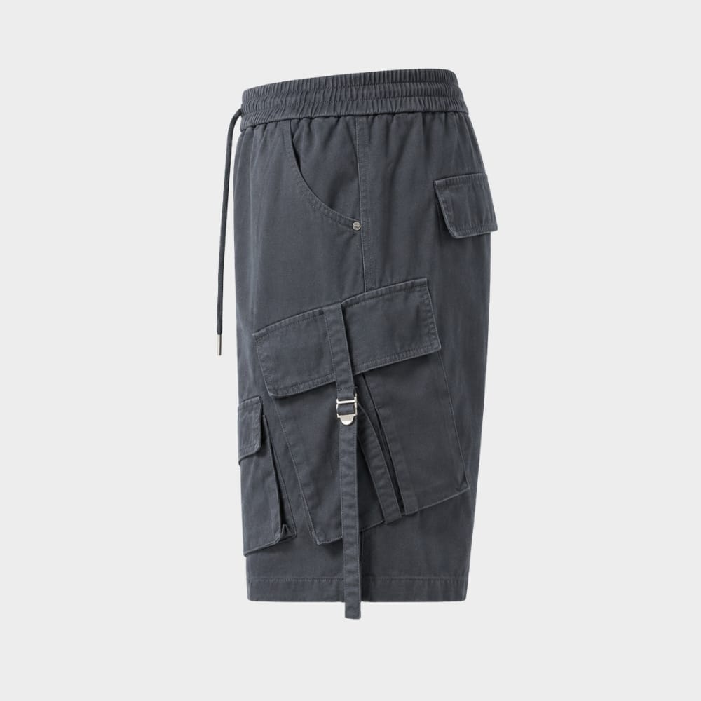 Hiking Camping mens loose fit cargo shorts elastic waist multi pocket