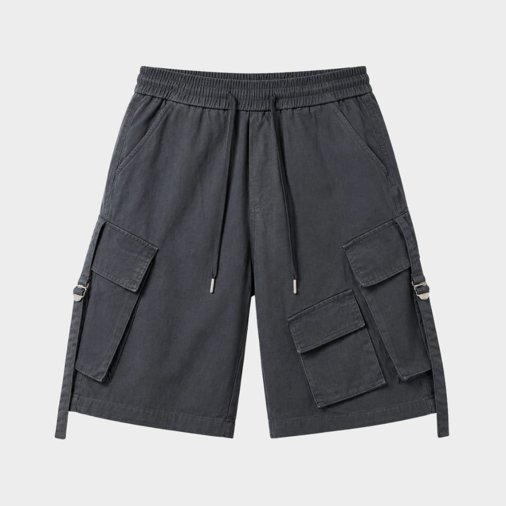 Hiking Camping mens loose fit cargo shorts elastic waist multi pocket