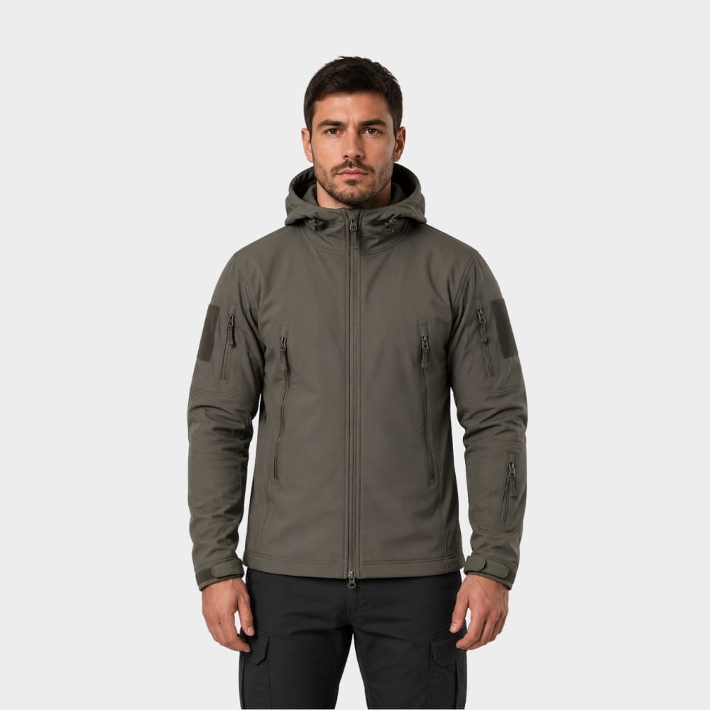Hiking Camping mens tactical softshell jacket hooded windproof waterproof