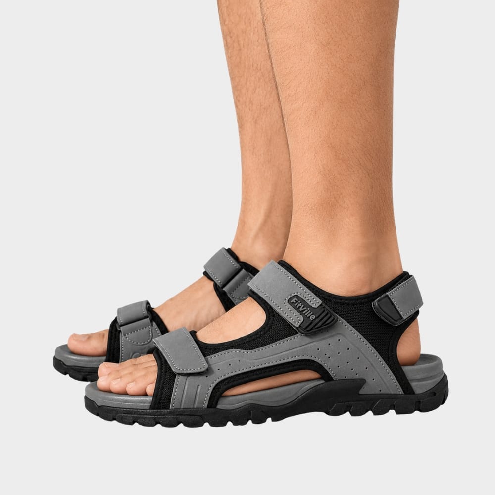 Hiking Camping mens walking sandals wide toe box adjustable straps