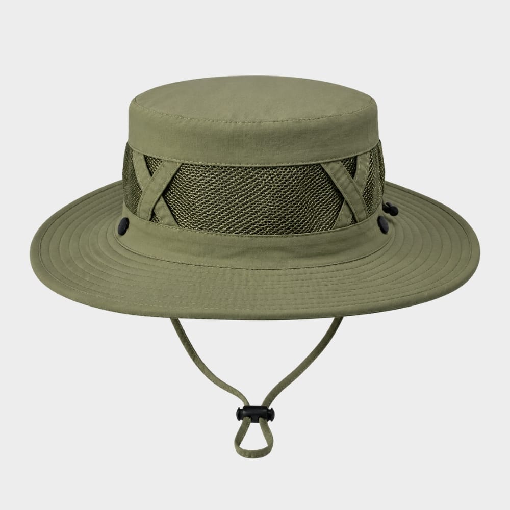 Hiking Camping mens wide brim fishing hat with chin strap