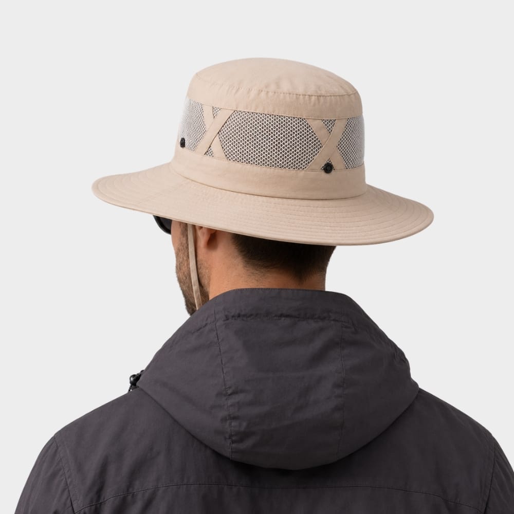 Hiking Camping mens wide brim fishing hat with chin strap