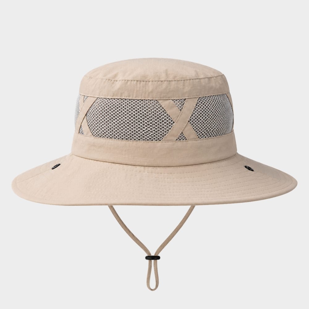 Hiking Camping mens wide brim fishing hat with chin strap