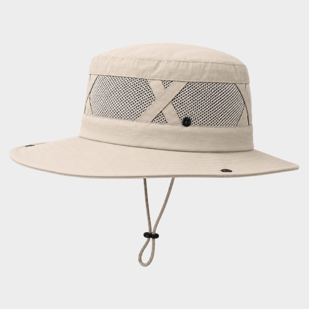 Hiking Camping mens wide brim fishing hat with chin strap