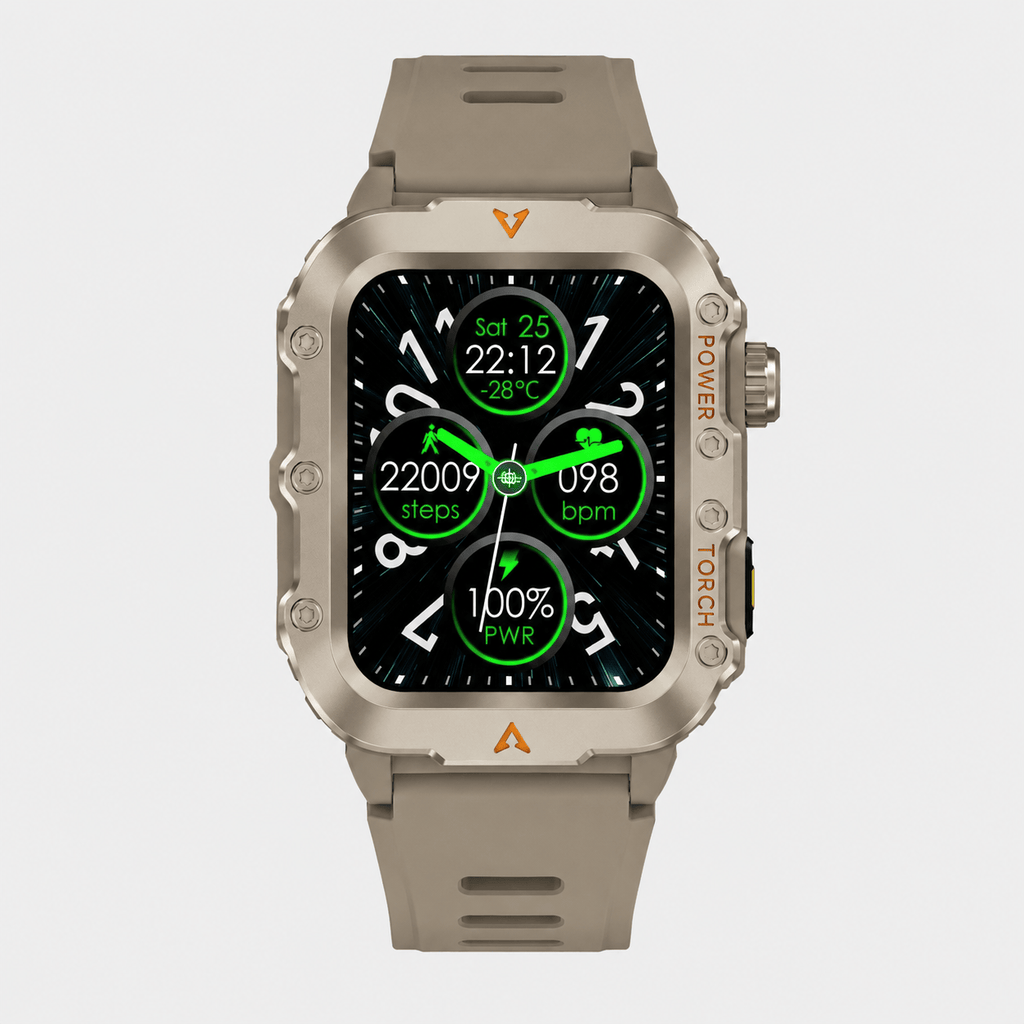 Hiking Camping military smartwatch with flashlight Bluetooth call waterproof
